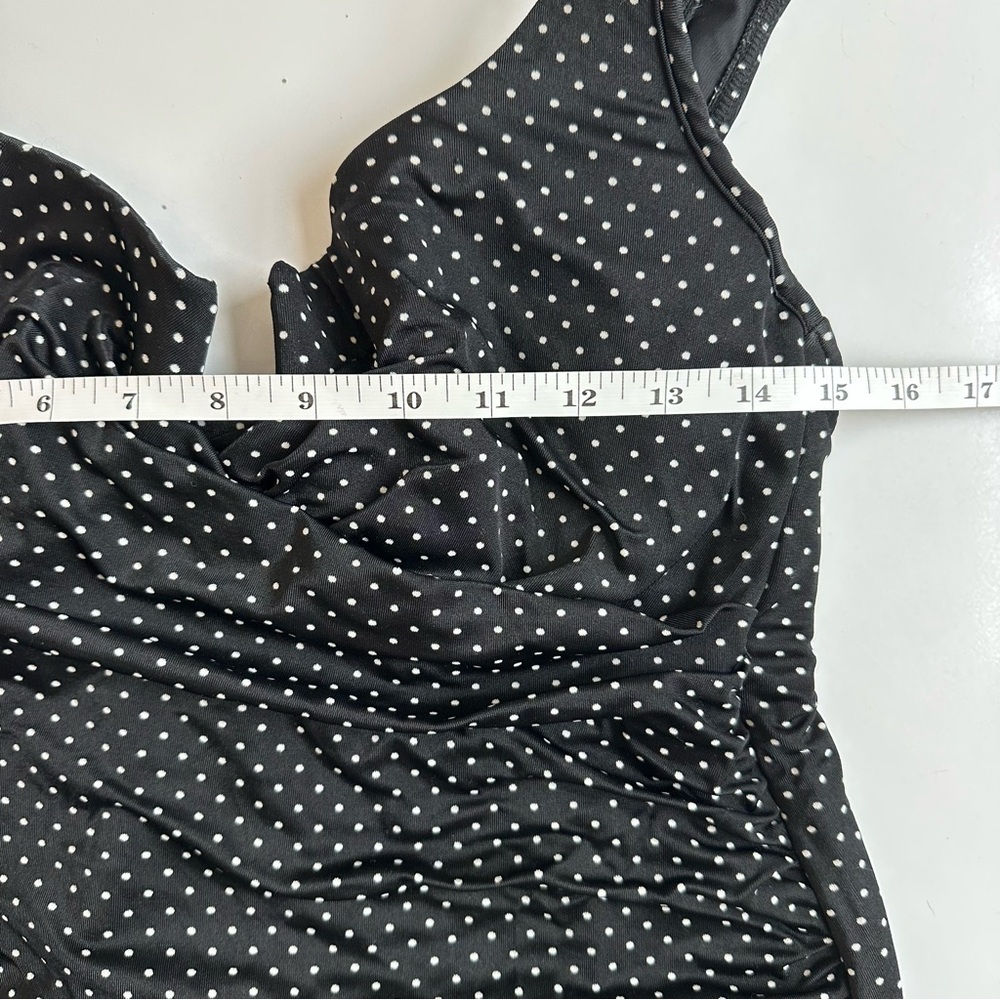 Miraclesuit Tankini Swimsuit Top Black Polka Dot Ruched
Underwire Padded Size 12 - Picture 3 of 7